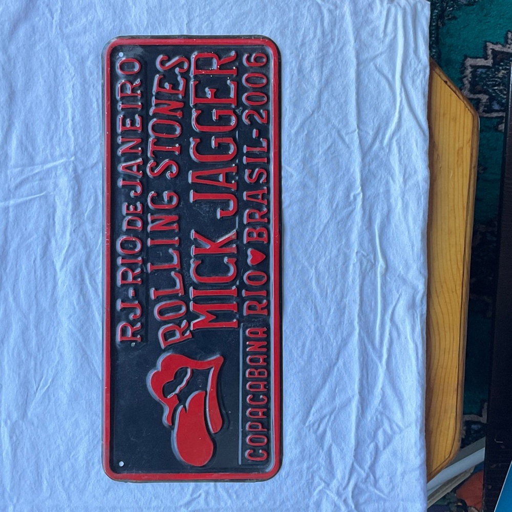 Rolling Stones Mick Jagger commemorative metal plaque 2006 Rio de Janiero Brasil
